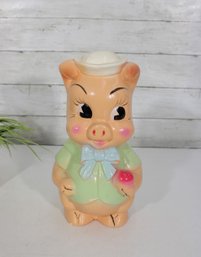 Vintage Chalkware Carnival Prize Piggy Bank  11' Tall  Retro Pastel Pig Coin Bank