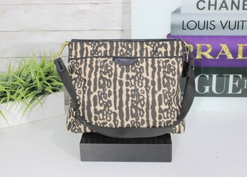 COACH Animal Print Canvas & Leather Crossbody / Shoulder Bag  Black Trim, Gold Tone Hardware