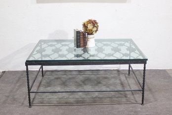 Vintage Wrought Iron & Glass Coffee Table  Elegant Ornamental Design