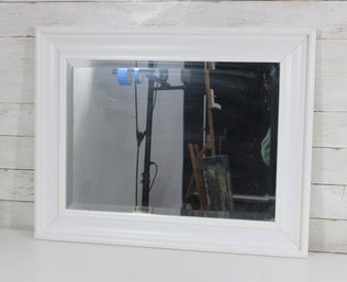 White Framed Wall Mirror  22' X 27.5'  Contemporary Rectangular Accent