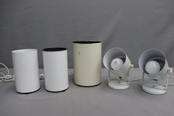 Group Lot Of 5 Uplighting Cans - 3 Flat And 2 Swivel