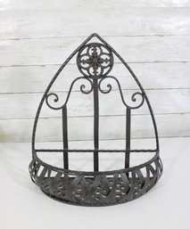 Vintage Metal Wall Basket / Shelf  Gothic Scroll Design  Garden Planter Holder  14' X 12' X 6'