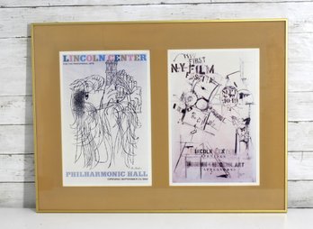 Lincoln Center & NY Film Festival Posters  Framed Duo Print Set  Philharmonic Hall 1962  22 X 29