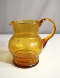 Vintage Amber Glass Pitcher With Applied Handle