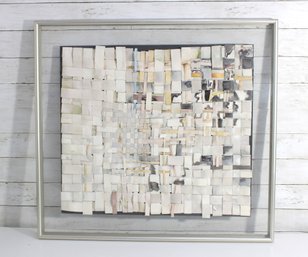Framed Abstract Mixed Media Collage Artwork  Textured Paper Composition  28.5' X 31'