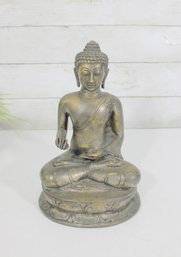 Vintage Buddha Statue  Seated Meditation Figure  Brass/Metal Finish  10' H