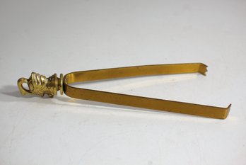 Vintage Brass Tongs With Decorative Handle