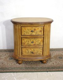 Hand-Painted Floral 3-Drawer Oval Chest  Vintage-Inspired Accent Cabinet (30H)