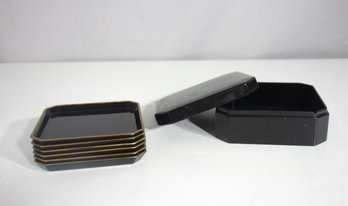 Vintage 4' X 4' Lacquered Box With Malachite Design  Signed By Georges Briard