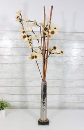 Modern Silver Metal Floor Vase  Tall Decorative Accent  15.5' H