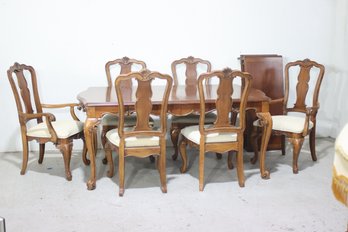 Vintage French Provincial Dining Set  Table & 6 Chairs W/ Leaves