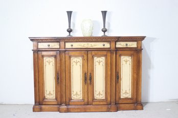 Vintage Hand-Painted Wooden Sideboard Buffet Cabinet