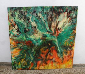 Lamont Ferguson Abstract Expressionist Painting  Signed 1969  Large Original 48.5 X 48