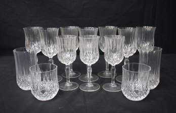Crystal Glassware Set - Mixed Styles, Approx. 3 Glasses With Chips