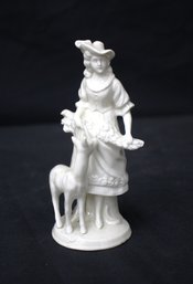 Elegant Vintage Porcelain Lady Figurine With Deer