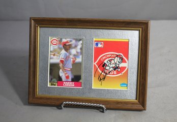 1987 Topps Barry Larkin Rookie Card Autographed With Cincinnati Reds Team Logo