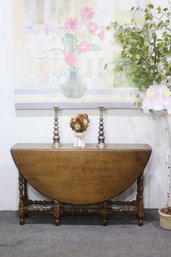 Antique Drop-Leaf Gateleg Table  Turned Legs  Classic Expandable Design