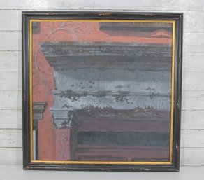 Framed Architectural Art Painting  Fireplace Mantel Scene  Modern Decorative Wall Art  27' X 27'