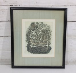 Carol Travers Lummus Still Waiting In Saint Louis 1983 Signed Limited Edition Etching  107/250  Framed 13.