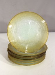 Set Of 8 Murano Glass Napoleone Martinuzzi Pulegoso Amber Plates  8.5' Round