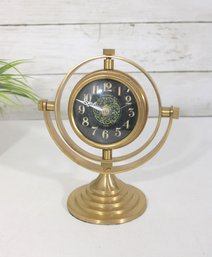 Vintage Brass Table Clock  Rotating Gyroscope Style Desk Clock  7' H (Untested)