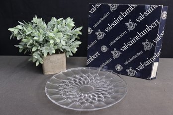 Val-St.-Lambert Sunflower Blossom Crystal Low Bowl - Original Box