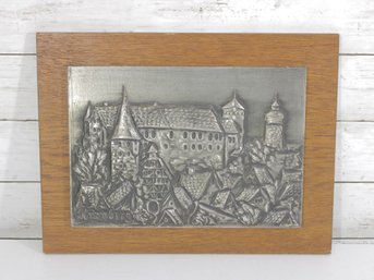 Ruinberg Metal Relief Wall Plaque  European Village Scene  Framed 11.5' X 15'