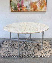 Modern Round Faux Marble Dining Table  White Metal Base 54' X 29' Contemporary