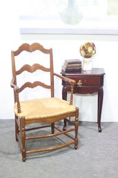 French Country Ladder Back Armchair  Rush Seat  Provincial Style