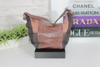 The Sak Patchwork Leather Hobo Bag  Brown Multi-Tone Shoulder Purse W/ Braided Strap