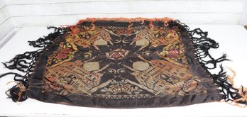 #98-Vintage Silk-Style Tapestry Scarf/Wall Hanging  Mosque & Floral Motif  32' X 35'