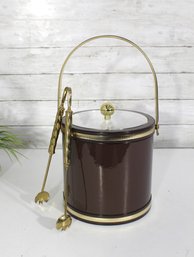 Vintage Morgan Bucket Brigade Ice Bucket With Tongs  8 Round Mid Century Modern