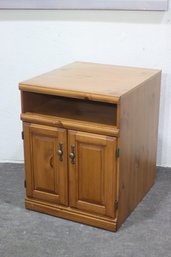 Solid Wood Rustic End Table / Nightstand  Storage Cabinet With Shelf