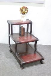 Antique Leather-Topped Library Step Stool / Side Table  Elegant Design