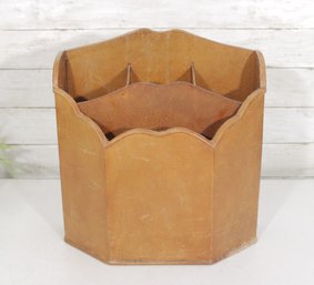 Vintage Wooden Magazine Rack Organizer  Scalloped Wood Desktop File Holder  15' H X 14' W X 6' D