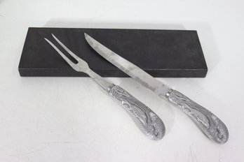 Arthur Court Designs Carving Set  Knife & Fork With Dragon Handles  Original Box