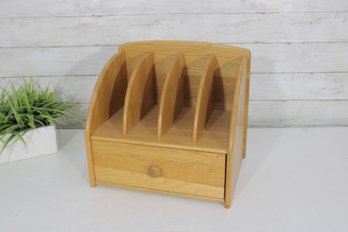 Vintage Pomerantz Wood Desk Organizer School Office Home Tabletop Drawer Storage  12' H X 13.5' W X 9.5' D