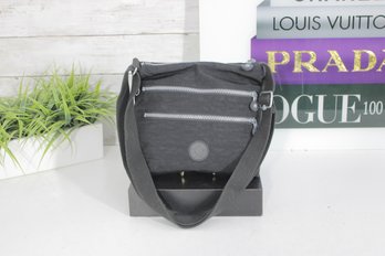 Kipling Black Nylon Crossbody Shoulder Bag  Adjustable Strap  Dual Zip Pockets  Lightweight Everyday Purse