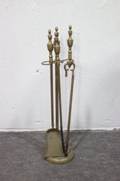 Vintage Brass Fireplace Tool Set  4-Piece With Stand