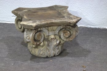 Antique Architectural Salvage Corinthian Capital  Rustic Wood Pedestal