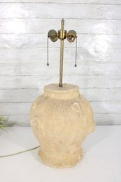 Vintage Textured Ceramic Table Lamp  Mid Century Modern 2-Light W/ Pull Chains 25'