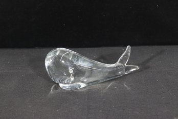 Vintage Clear Glass Whale Figurine  8' Long Art Glass Sculpture Nautical Decor