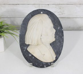 Vintage Marble Plaque Relief Portrait Of Gentleman  Wall Plaque  10.5' X 7.5'  As Is