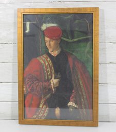 Renaissance Portrait Print  Nobleman In Red Attire  Framed Art  19.5' X 13.5'