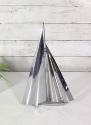 Vintage Polished Aluminum Sailboat Sculpture  12' Modern Nautical Decor