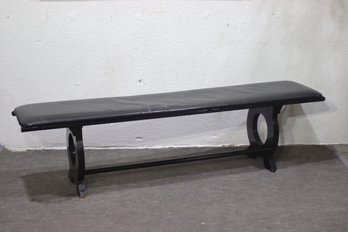 Modern Black Upholstered Bench  Sleek Design With Circular Base