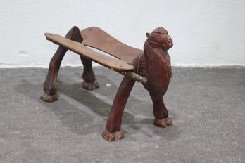 Antique Hand-Carved Camel Saddle Stool  Unique Decorative Accent (Missing Leather Seat)