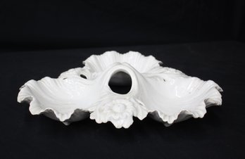 Whittier Pottery White Porcelain Decorative Dish With Floral Motif - Minor Chips