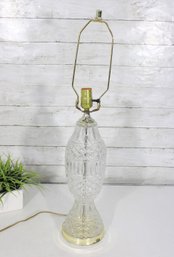 Vintage Cut Glass Table Lamp  Crystal Style Accent Lamp W/ Brass Tone Base  27' Tall