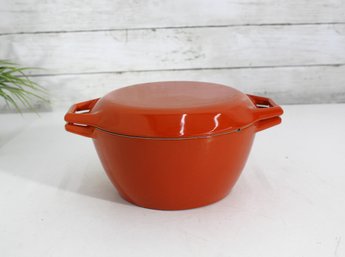 Mid-Century Dansk Kobenstyle Orange Enamel Cast Iron Casserole Pot With Lid  Denmark 5' X 10' X 8.5'